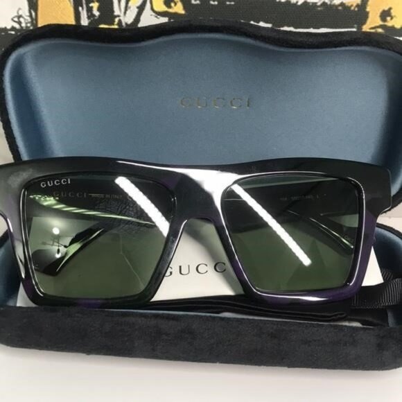 New Authentic Gucci Black and Purple Sunglasses GG0962S 014 - Picture 4 of 11